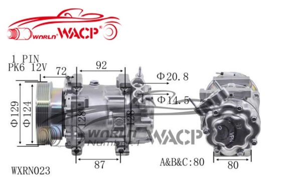 คอมเพรสเซอร์แอร์รถยนต์ 12V 6PK SD7V16 สำหรับ Renault Duster Clio Megane Nissan WXRN023