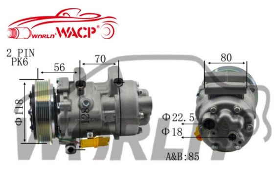 1444 6V12 6PK เครื่องบดอากาศรถยนต์ เครื่องปรับอากาศรถยนต์ 12V สําหรับ Peugeot307 1.6 WXPG044