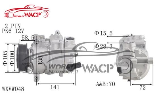 DCP32065 เครื่องปรับอากาศรถคอมเพรสเซอร์ สําหรับ VW T5 Amarok Multivan WXVW048